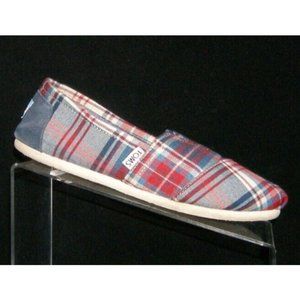 TOMS Alpargata multicolored plaid round toe slip on loafer flats 7.5 EU 38